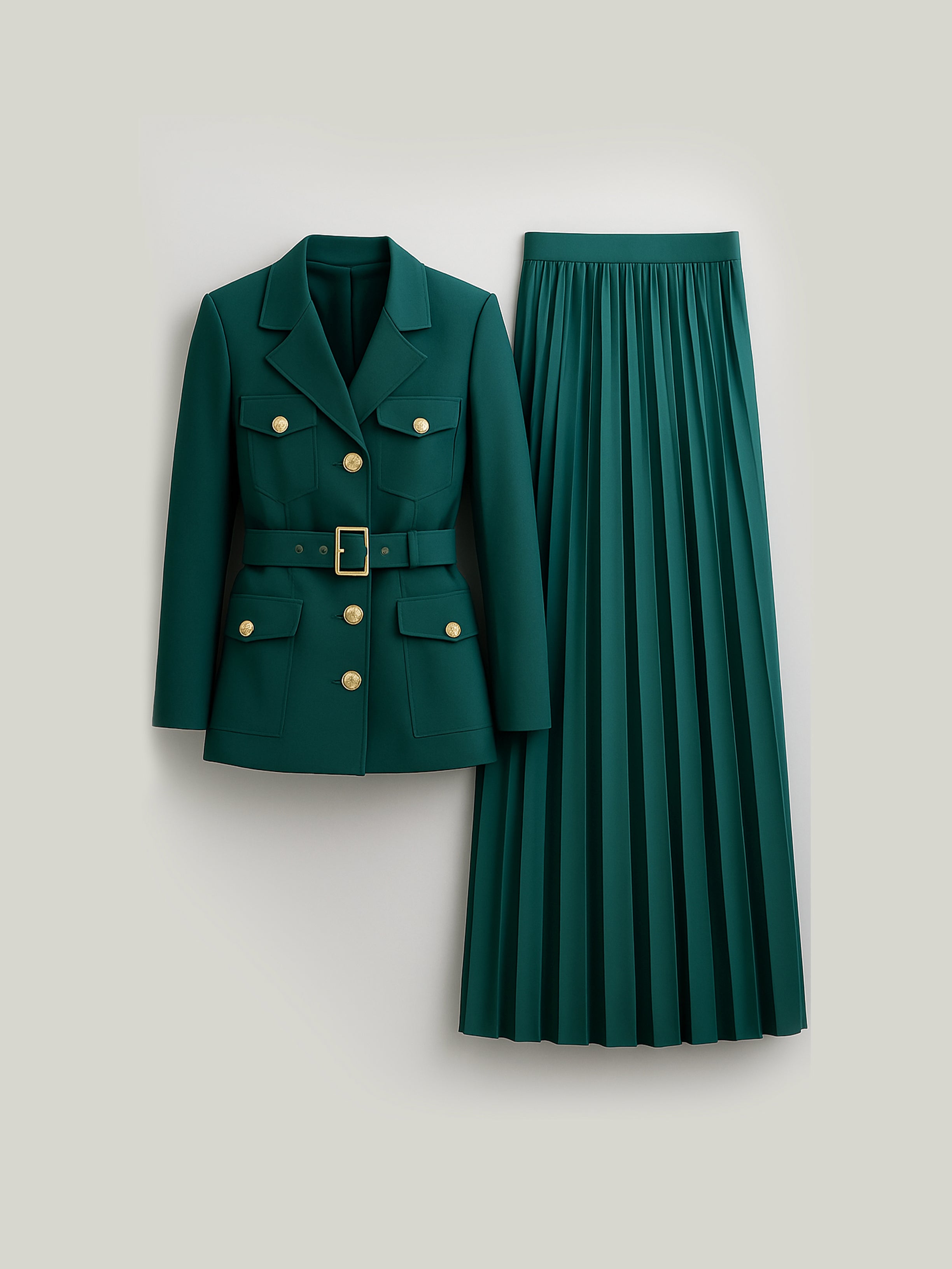 Blazer & Pleated Skirt Set
