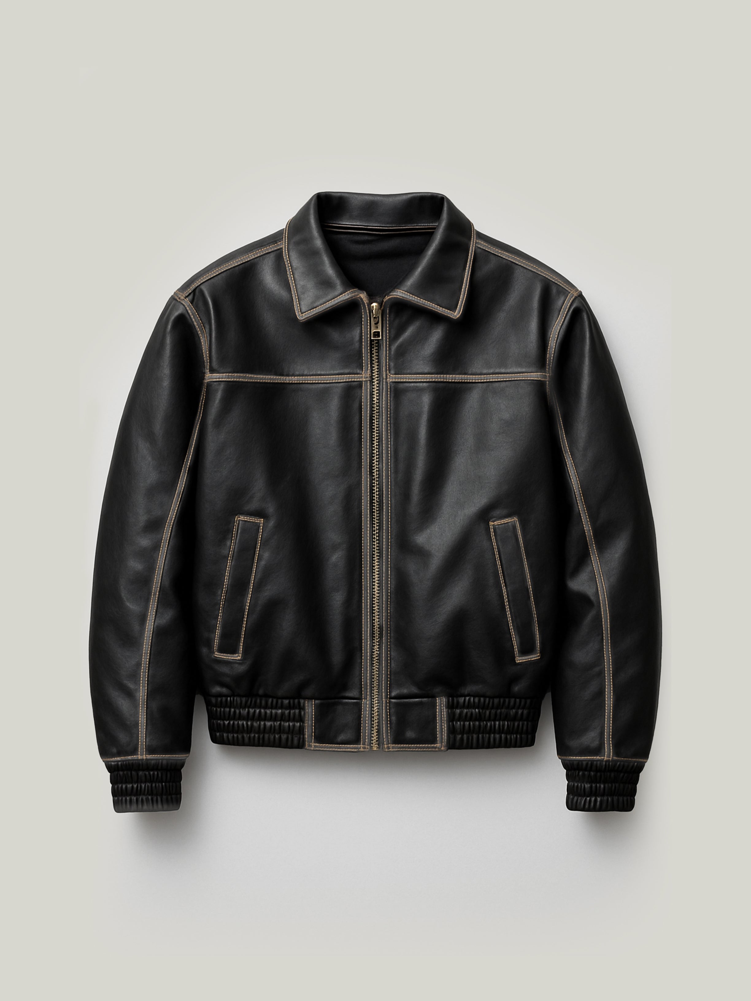 Vintage Stitch Leather Jacket