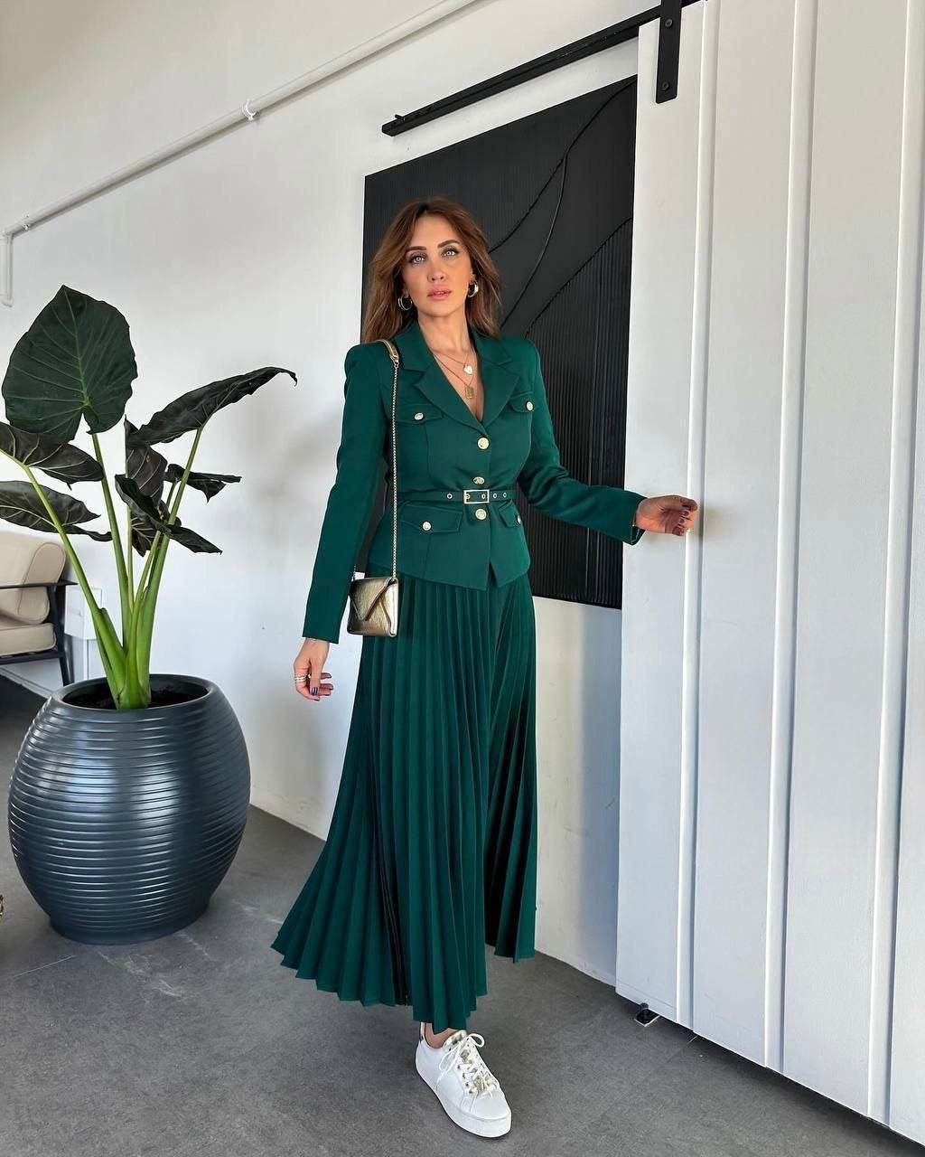 Blazer & Pleated Skirt Set